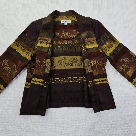 Danny & Nicole Jacket Women's Size 16P Boho Brown Long Sleeve Button Up Blazer - Picture 5 of 12